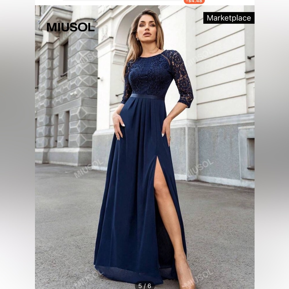 Navy long formal dress size medium - Picture 2 of 5